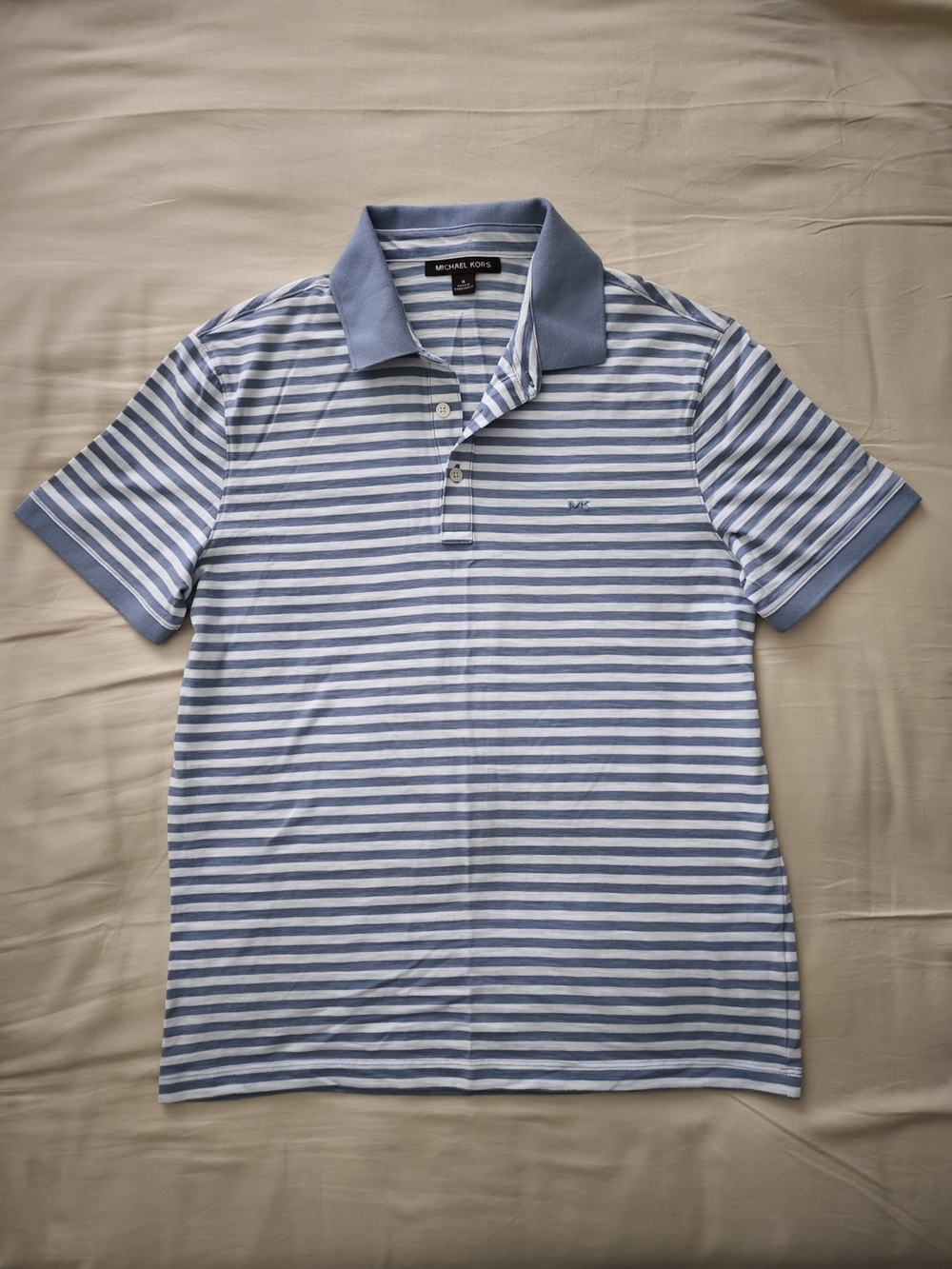 Michael Kors Men’s Blue and White Striped Polo Shirt - Picture 1 of 5
